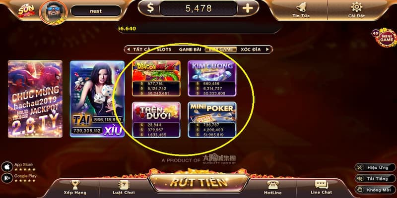 Một vài tựa game nổ hũ siêu hấp dẫn tại Sunwin